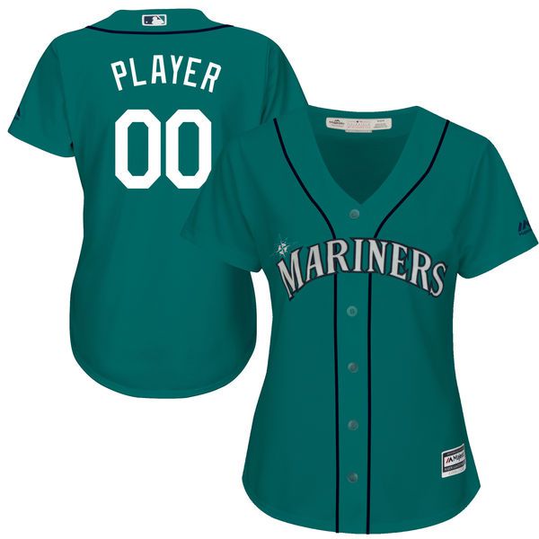 Women Seattle Mariners Majestic Green Cool Base Alternate MLB Jersey->customized mlb jersey->Custom Jersey